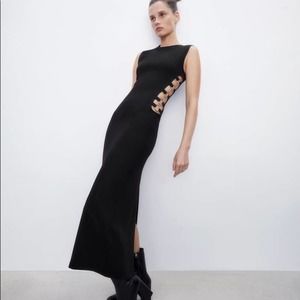 ZARA SIDE RING DRESS BLACK